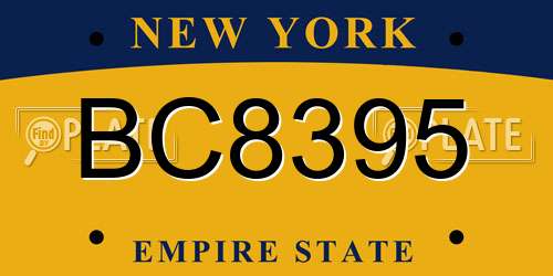 BC8395 New York License Plate