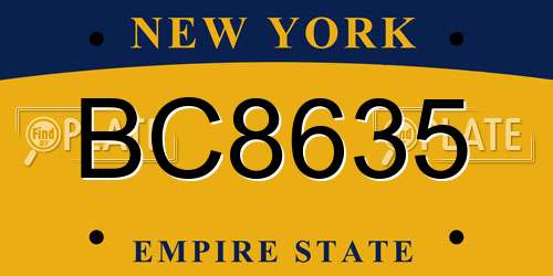 BC8635 New York License Plate