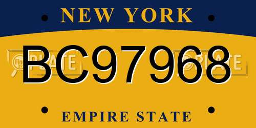 BC97968 New York License Plate
