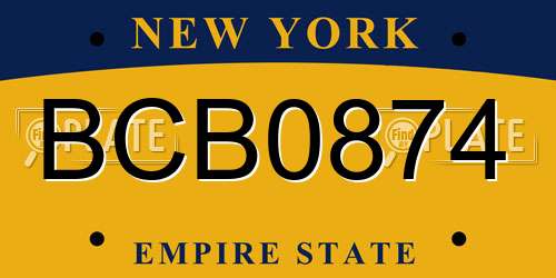BCB0874 New York License Plate