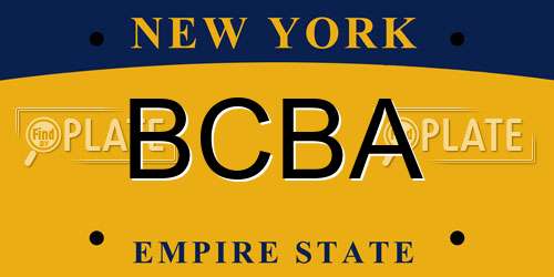 BCBA New York License Plate