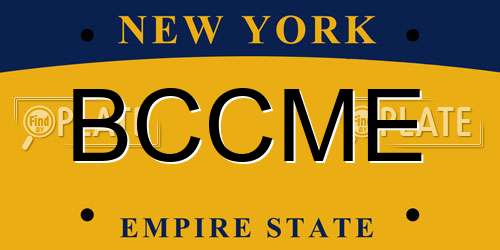 BCCME New York License Plate