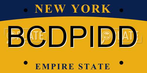 BCDPIDD New York License Plate