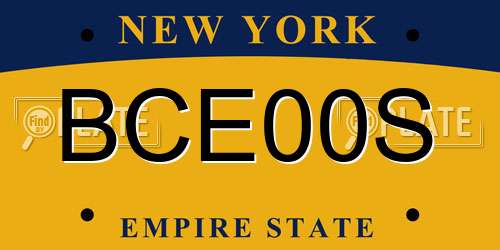 BCE00S New York License Plate