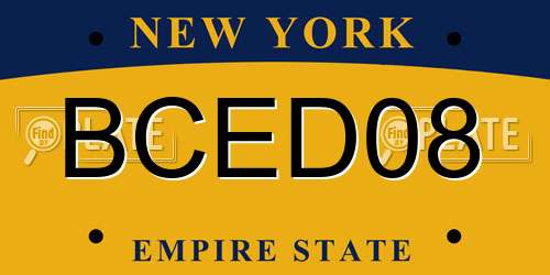 BCED08 New York License Plate
