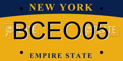 BCEO05 New York License Plate