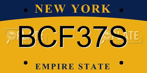 BCF37S New York License Plate