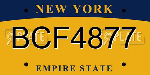 BCF4877 New York License Plate