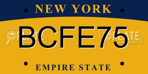 BCFE75 New York License Plate