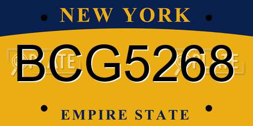 BCG5268 New York License Plate