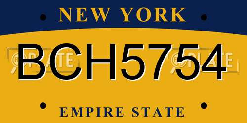 BCH5754 New York License Plate