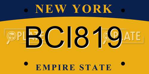 BCI819 New York License Plate