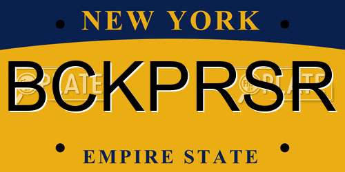 BCKPRSR New York License Plate