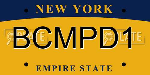 BCMPD1 New York License Plate