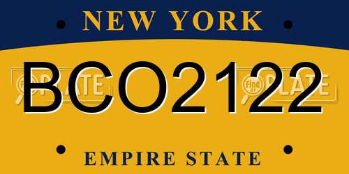 BCO2122 New York License Plate