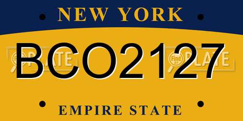 BCO2127 New York License Plate
