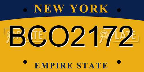 BCO2172 New York License Plate