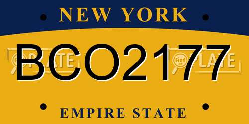 BCO2177 New York License Plate