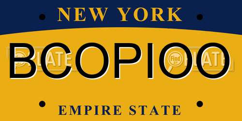 BCOPIOO New York License Plate