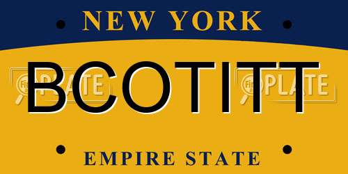 BCOTITT New York License Plate