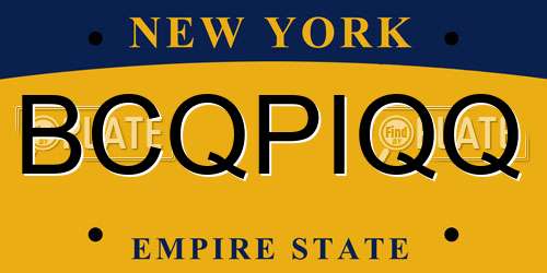 BCQPIQQ New York License Plate