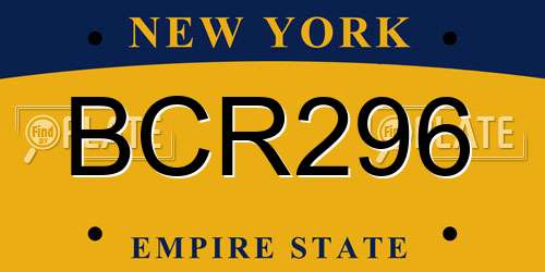 BCR296 New York License Plate