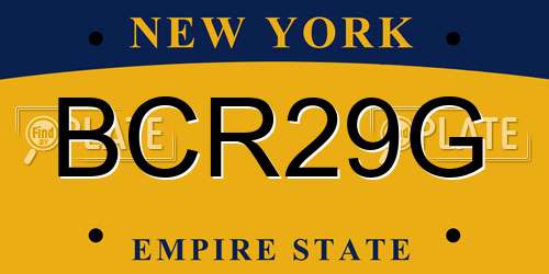 BCR29G New York License Plate