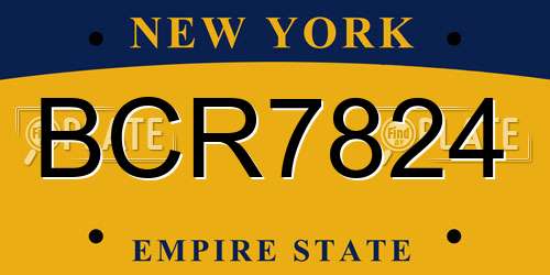 BCR7824 New York License Plate