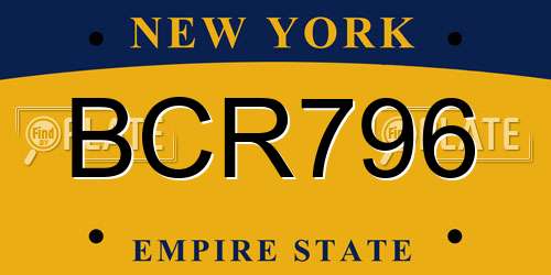 BCR796 New York License Plate