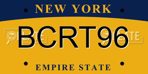 BCRT96 New York License Plate