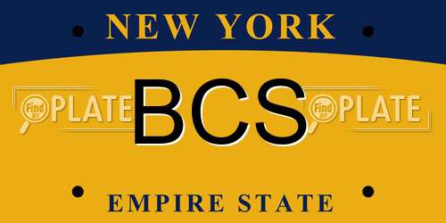 BCS New York License Plate