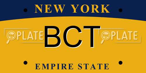 BCT New York License Plate