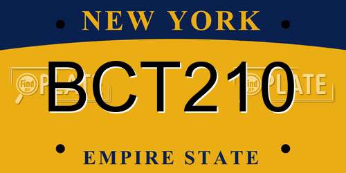 BCT210 New York License Plate