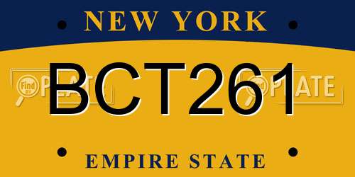 BCT261 New York License Plate