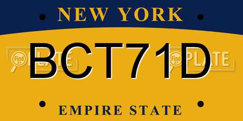 BCT71D New York License Plate