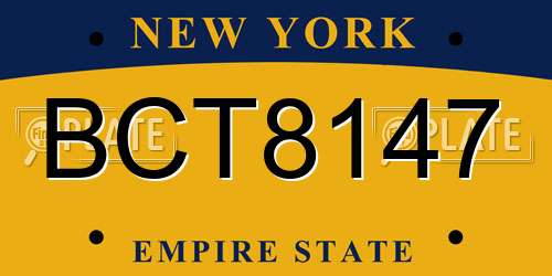 BCT8147 New York License Plate