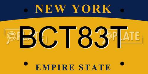 BCT83T New York License Plate