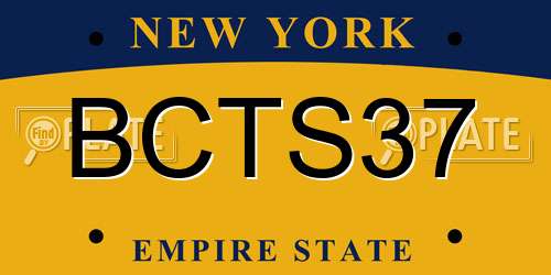 BCTS37 New York License Plate