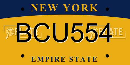 BCU554 New York License Plate
