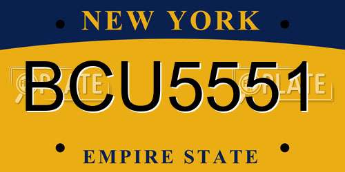 BCU5551 New York License Plate
