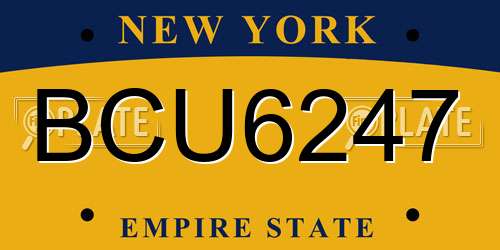 BCU6247 New York License Plate