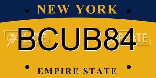 BCUB84 New York License Plate