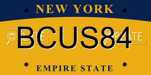 BCUS84 New York License Plate