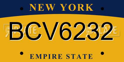BCV6232 New York License Plate
