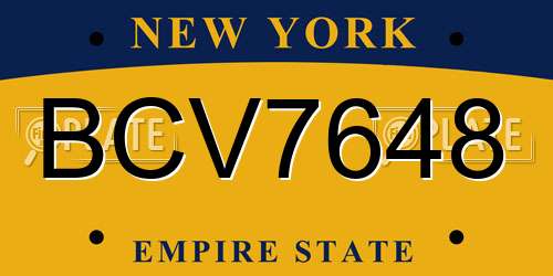 BCV7648 New York License Plate