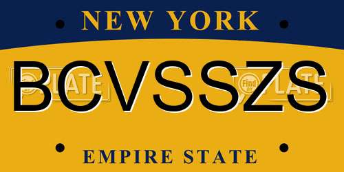 BCVSSZS New York License Plate