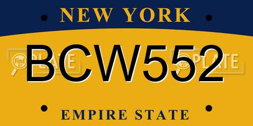 BCW552 New York License Plate