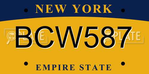BCW587 New York License Plate