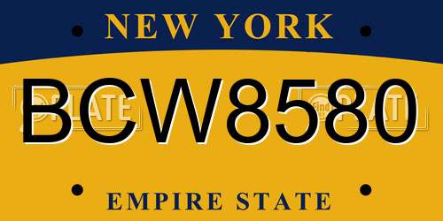 BCW8580 New York License Plate