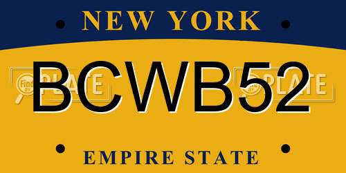 BCWB52 New York License Plate